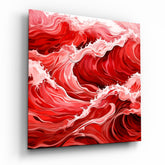 Red Waves Glass Wall Art|| Designer's Collection.